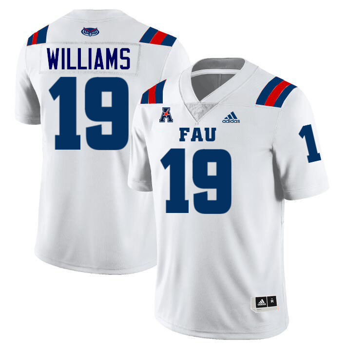 #19 Dillion Williams FAU Jersey,Florida Atlantic Owls Football Jersey,Uniforms,Gears-White #19 Dillion Williams FAU Jersey,Florida Atlantic Owls Football Jersey,Uniforms,Gears-White
